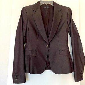 Sz2: Tahari Classic Cotton Blazer/Jacket Single Breasted Lined Dark Brown